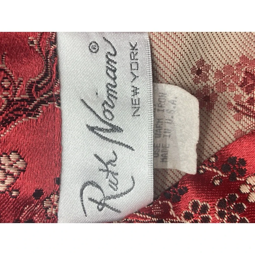 Vintage Ruth Norman NY Womens Jacket Medium Kimono Style Red Floral Made USA‎